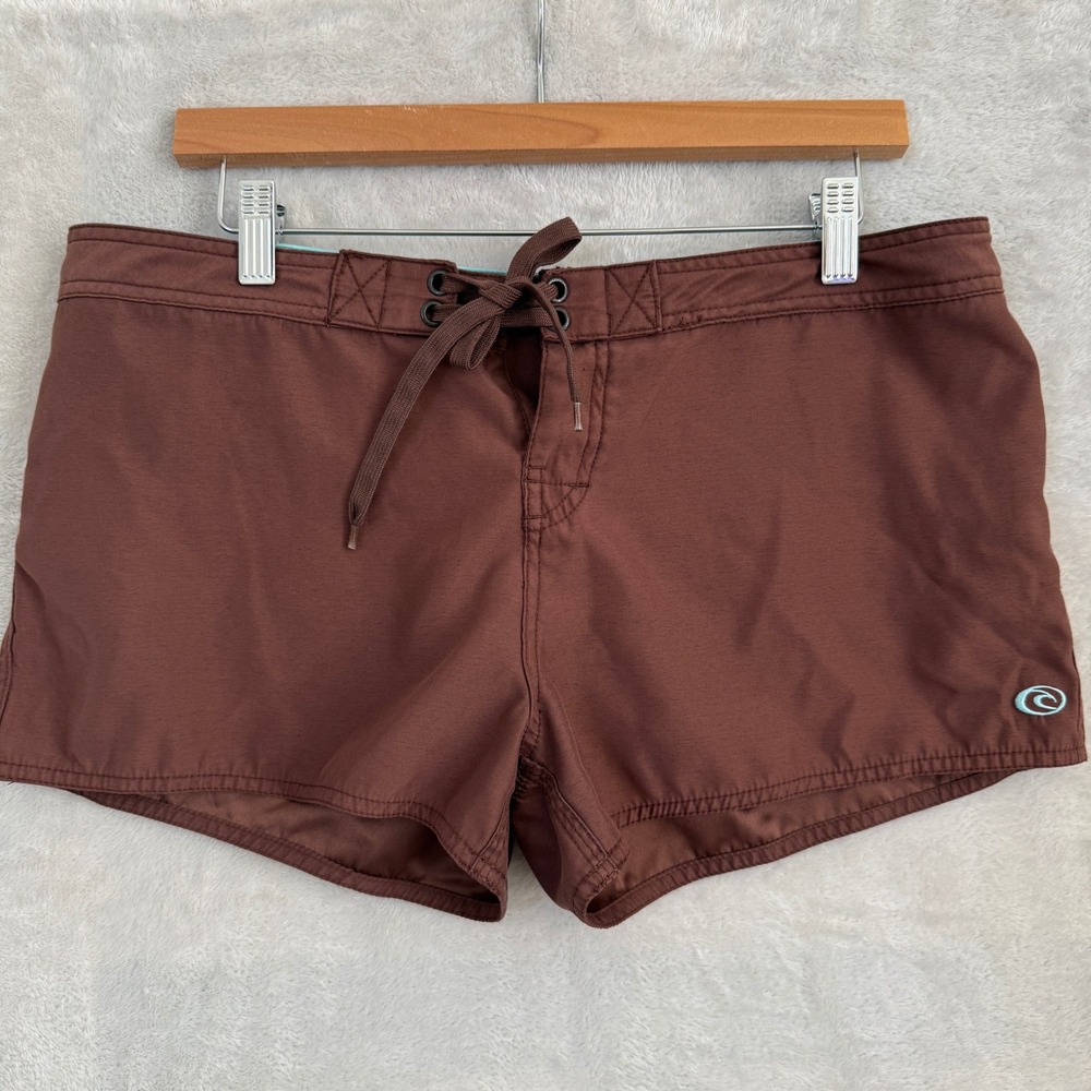 VTG Rip Curl Womens Brown Board Shorts Size 9 Lace Up Front Beach Trunks Y2K